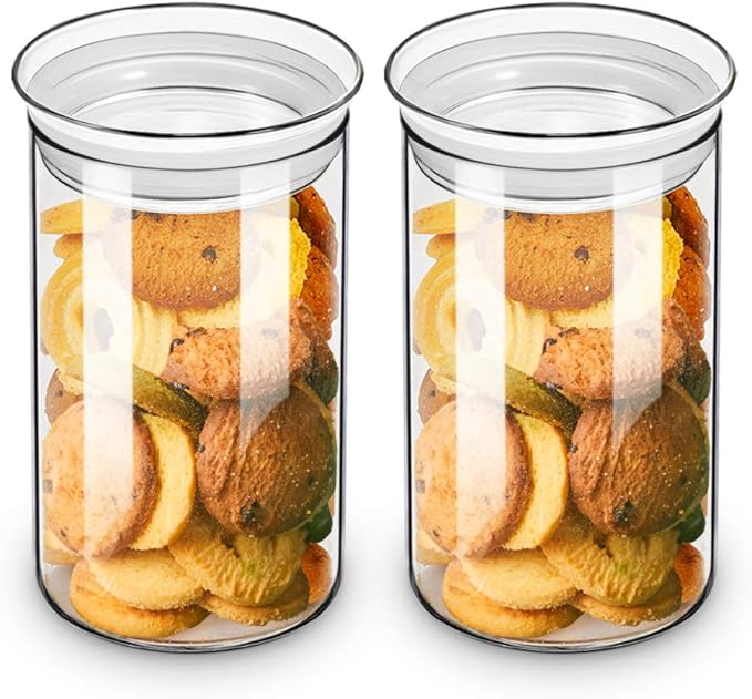 ZENS Glass Jars with Airtight Lid Set of 2, 37oz Kitchen Storage Jars | Clear Glass Canisters with Airtight Lids, Thick Borosilicate Glass Airtight Containers for Cereal, Dry Food Storage
