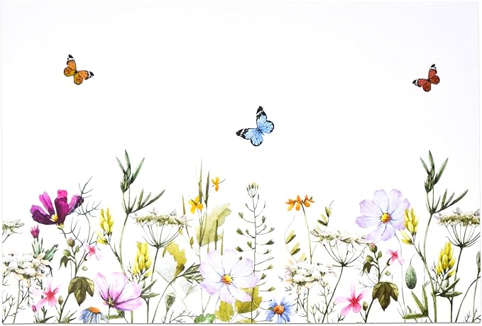 Floral Paper Placemats 50 Pack Wildflower Butterfly Table Mats Disposable Garden Party Spring Summer Dining Table Setting Decoration