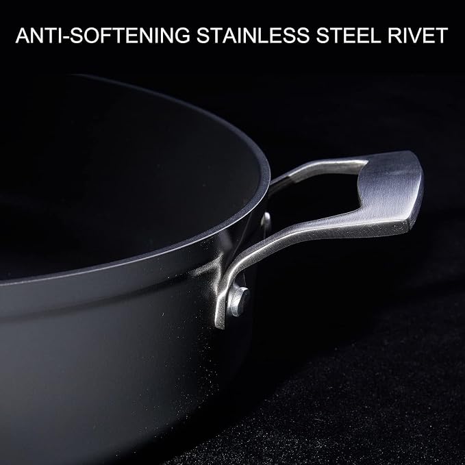 MsMk 4.5 QT Nonstick Saute Pan with lid, 11 inch Induction Deep Frying Pan | Non Toxic, Even Heating, Easy Clean, suitable for gas & electric & induction stove, Dishwasher & Oven Safe, Cerammic