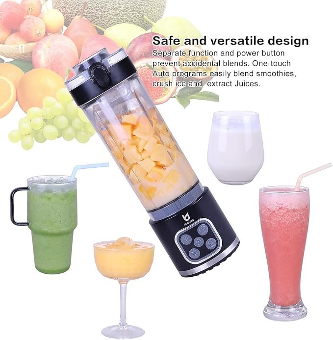 UTALENT Cordless Portable Blender, Ice Crush, 700W Motor, 25oz Cup, 4 Mode | 700W Brushless Motor, USB-C rechargeable, Long-lasting, 25oz Tritan cup, Leakproof lid with sip spout, Dishwasher Safe Parts