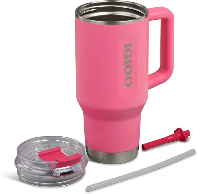 Igloo 32 oz Travel Mug Tumbler | Stainless Steel Drinkware | Thrift Pink