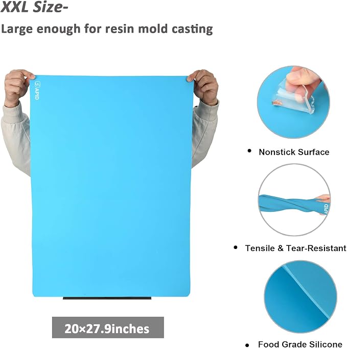 Sapid Large Silicone Sheet for Crafts Silicone Mat for Resin Art Painting | Extra Thick Jewelry Casting Mats, Nonstick Nonslip for Epoxy Resin, Art Painting, Heat-Resistant Counter Mat 20"x27.9", Blue
