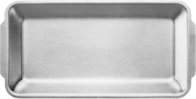 Wagensteiger SUS304 Stainless Steel Serving Platters, Rectangle Metal Dinner Plate with Handles, Decorative Tray, Lightweight, Cheese Board, Oven Safe (8.66 x 4.33 inches)