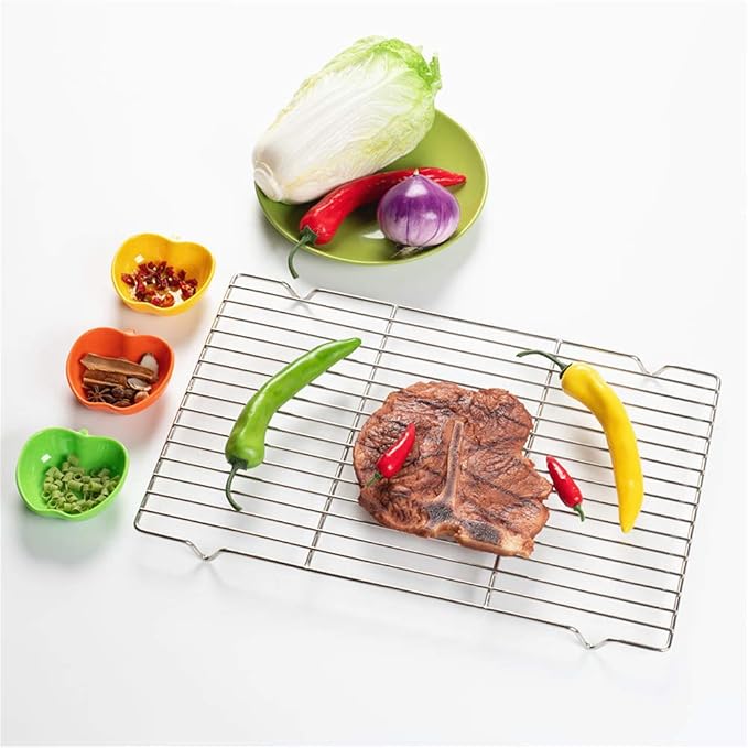 Wire Cooling Racks For Baking 9.3"X13.6" Oven Safe Small Grid Fits Air Fryer/Stockpot/Instant Pot/Pressure Cooker, Stainless Steel Rust Free Rectangle Canning Rack (9.3"X13.6",34.5X23.6cm)