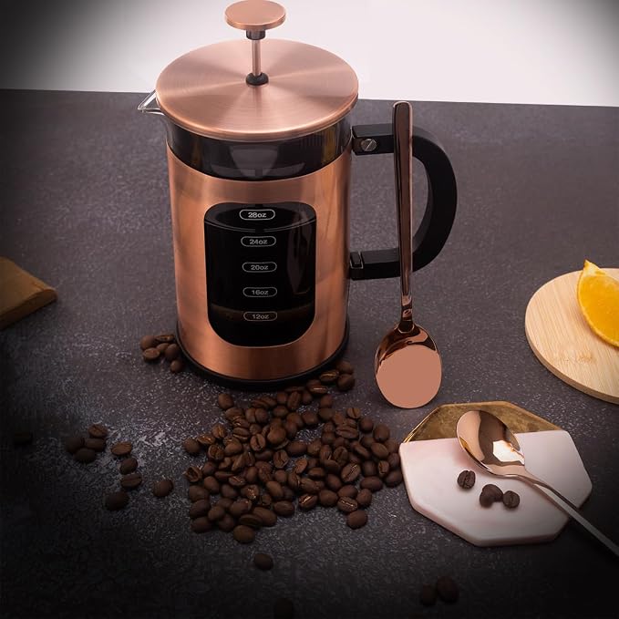 French Press Coffee Maker 8 cups 34 oz 304 Stainless Steel Coffee Press with 4 Filter Screens, Easy Clean Heat Resistant Borosilicate Glass - Free 100% BPA… (Candy Sparkle-AYUTYT, 34 oz)