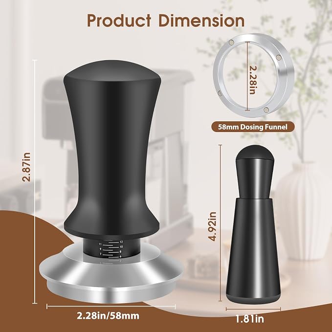 Reoszeank 58mm Espresso Accessories Kit, Tamper, WDT, Dosing Funnel | Spring Loaded Calibrated Tamper, Espresso Distribution Tool, fits 58 mm Espresso Machines and Portafilters