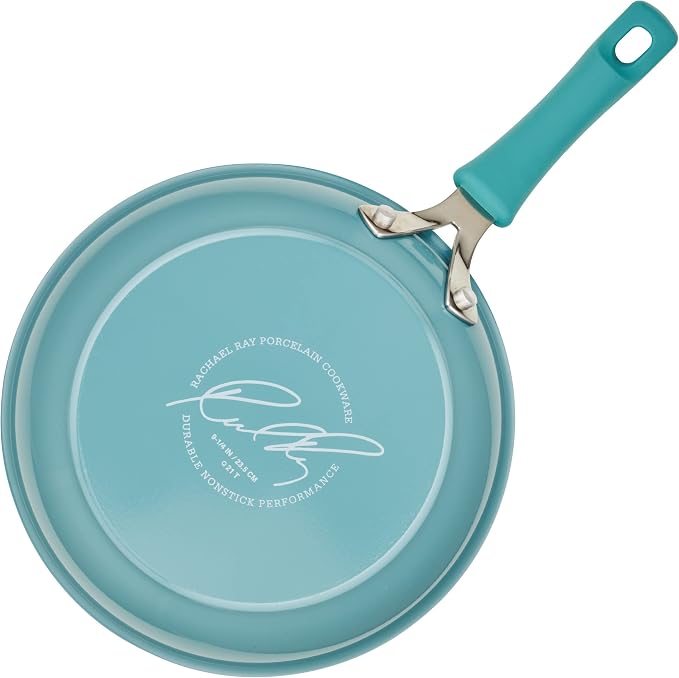 Rachael Ray Cook + Create Nonstick Frying Pans/Skillet Set, 9.5 Inch and 11.75 Inch, Agave Blue