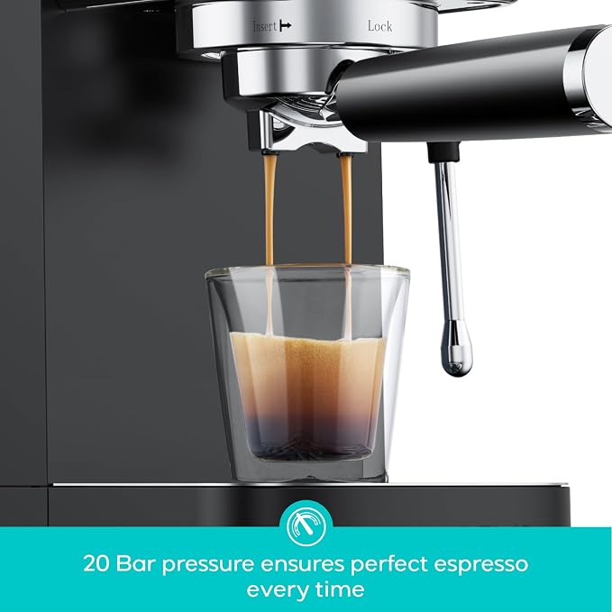 CASABREWS 3700 Essential Espresso Machine, Stainless Steel Espresso Maker | 20-Bar Italian Pump, Powerful Steam Wand, 43.9oz Removable Water Tank, Compact Espresso Maker for Home, Cappuccino & Latte