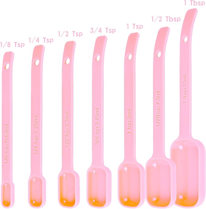 Measuring Cups and Spoons Set, Plastic Measuring Cup Set 15, Pink Dry Measure Cups Spoons, 7 Measuring Cups & 7 Spoons, Kitchen Measure Cup Spoons for Cooking & Baking