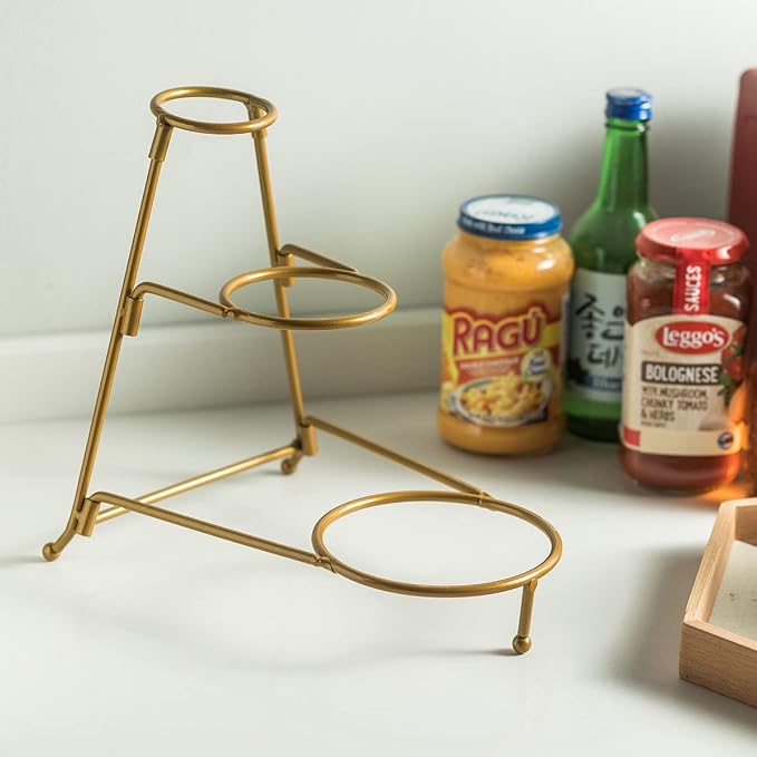 YHOSSEUN 3 Tier Serving Stand Oval Tiered Serving Bowl with Metal Rack | Chip and Dip Serving Bowl Set for Parties, Catering Supplies Buffet Food Display Dessert Appetizer, Gold-45oz/17.5oz/7oz