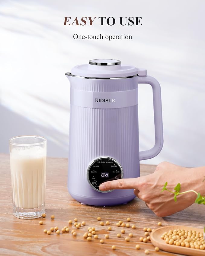 KIDISLE 8 in 1 Nut Milk Maker Machine, 32oz Self-Cleaning Automatic Blender | Almond, Soy, Oat, Coconut, Rice Paste & Juice, No Soaking, 12H Delay Start + Keep Warm, Boil Water, Fresh Homemade