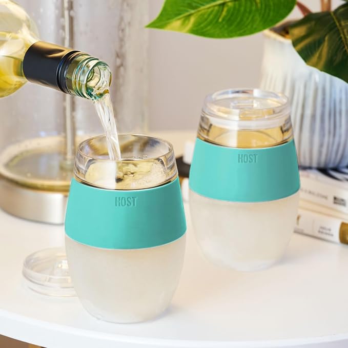Host Cooling Cup, Set of 1 Double Wall Insulated Freezable Drink Chilling Tumbler with Freezing Gel, Glasses for Red and White Wine, 8.5 oz, Mint (6378)