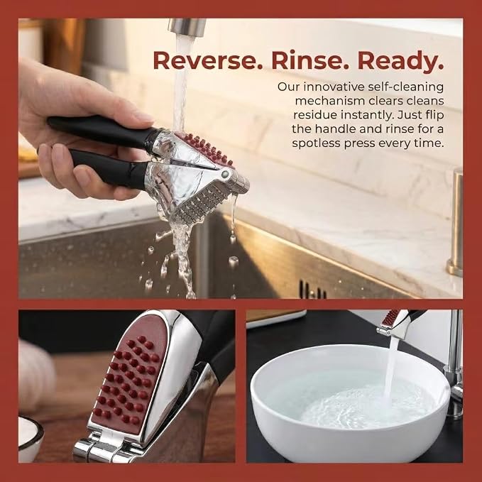Garlic Press Mincer, Professional Heavy Duty Zinc Alloy Garlic Crusher, Ergonomic Soft Handle Garlic Masher, Easy Squeeze Garlic Presser for Home Kitchen Cooking
