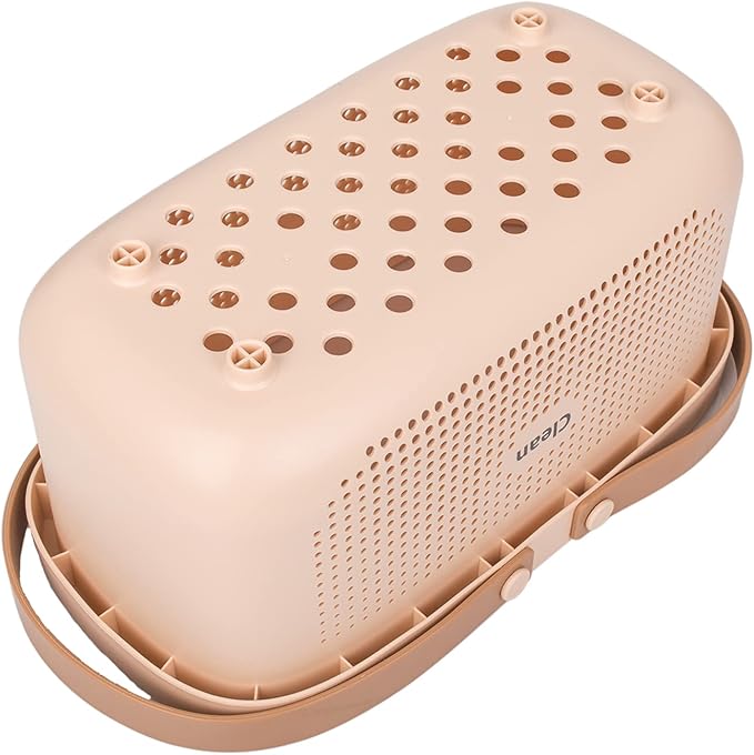 JiatuA Plastic Storage Basket with Handle Portable Shower Caddy Tote Organizer Basket Bin for Bathroom Kitchen Dorm Room Bedroom, Pink | Sturdy Drainage Large Capacity Organizer Basket with Silicone Handles for Bathroom Kitchen Bedroom College Dorm Ess...