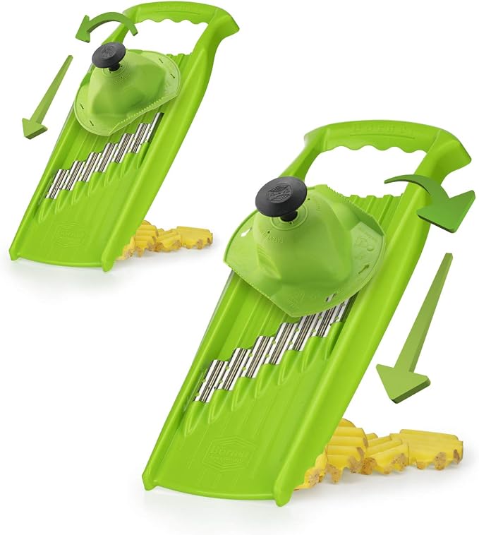 Börner Wave-Waffle XXL PowerLine Wavy Vegetable Cutter (Green) • Mandoline for Wave Cutting and Waffle XXL • Slicer for Lattice Potatoes and Wavy French Fries XXL