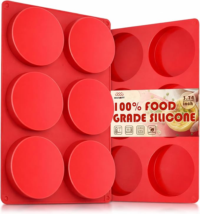 HKNMTT 2Pcs Muffin Top Pans 12-Cavitiy Round Silicone Egg Molds for Baking | 3.74Inch, Non-Stick, BPA-Free, Oven Safe, Silicone Molds for Egg Bites, Cookie, Hamburger Bun