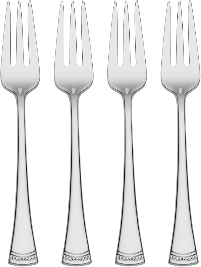 Lenox Portola Cocktail Forks Silverware Set for 4, Flatware | 18/10 stainless steel, mirror finish | set for 4 | appetizer and cocktail party flatware gift, gift for women