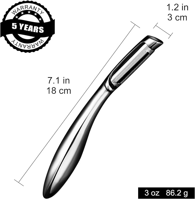 Gourmet Easy Vegetable Peeler Ultra Sharp Stainless Steel Blade (I Peeler) | Left and Right Hand Compatible, Easy Peel and Slice, Ergonomic Handle, Comfortable Grip, Dishwasher Safe, 5-Year Warranty