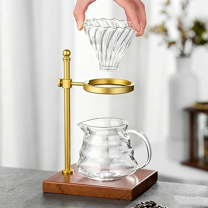 Pour Over Coffee Stand - Adjustable Wooden Dripper Stand for Pour Over Coffee Station, Compatible with Coffee Kettle & Filter, Multi-Functional Coffee Maker Base