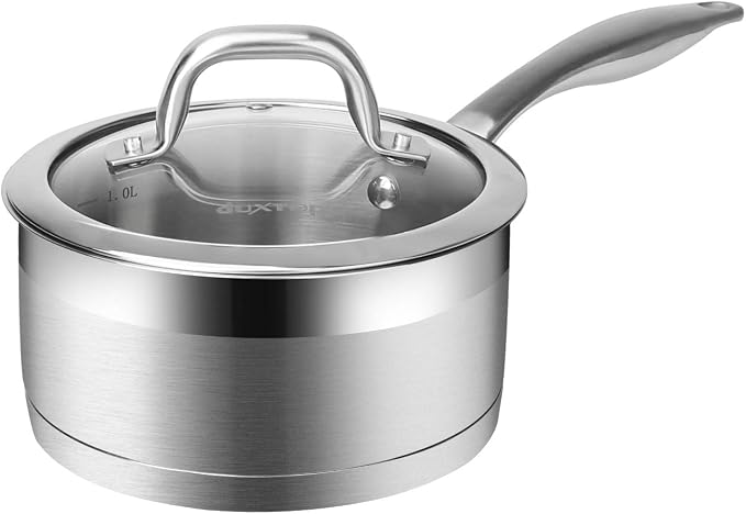 Duxtop Stainless Steel Sauce Pan with Lid, 1.6 Quart Induction Cooking Pot | Saucepan with Stay-Cool Handle, Impact-Bonded Base for Even Heating