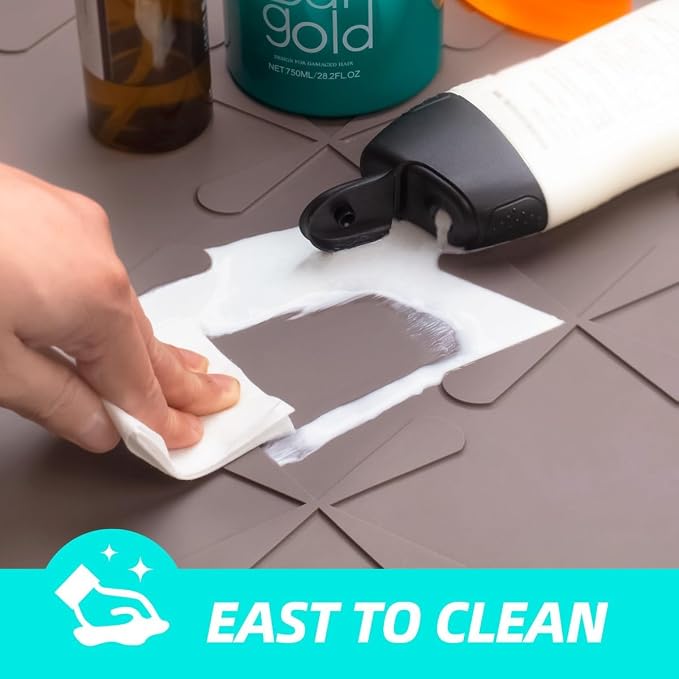 Waterproof Under Sink Mat 25" x 22" Silicone Mat Cabinet Protector | Heavy Duty Kitchen Cabinet Liner, Easy Press Drain, Home Essentials for Pet Feeding, Boots, Bathroom, Organizers & Storage