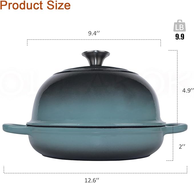 Dutch Oven for Bread Baking, Enameled Cast Iron Dutch Oven Pot with Lid, Bread Oven for Sourdough Bread Baking, Cast Iron Bread Pan, 5 qt Cyan