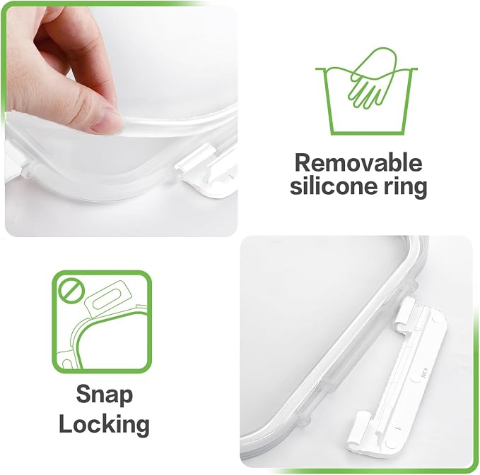 8-Pack 36oz Large Glass Meal Prep Containers with Leakproof Snap-Lock Lids | Borosilicate Glass Food Storage Containers and Bento Boxes , BPA-Free, Oven, Freezer and Dishwasher Safe-White
