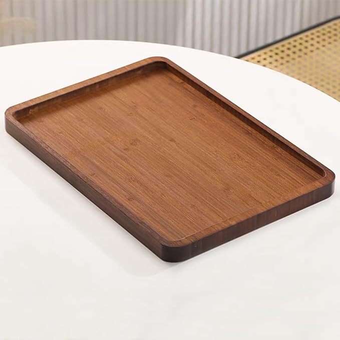 XZHXFX Bamboo Serving Tray, Brown, Large, | Food Tray for Breakfast,Coffee Table,Dinner & Bar, Decorative Tray for Kitchen, Bedroom