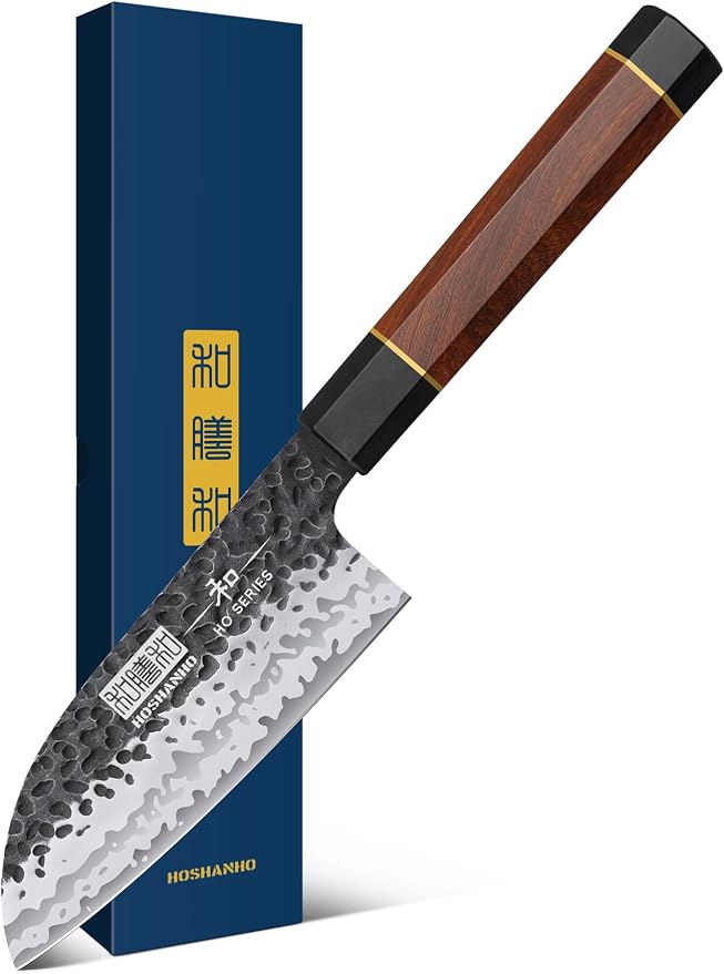 HOSHANHO Santoku Knife 5 Inch, Professional Japanese Kitchen Knife | 9 Layers 10Cr15MoV High Carbon Steel Chef's Knife, Ultra Sharp Cooking Knife with Octagonal Rosewood Handle
