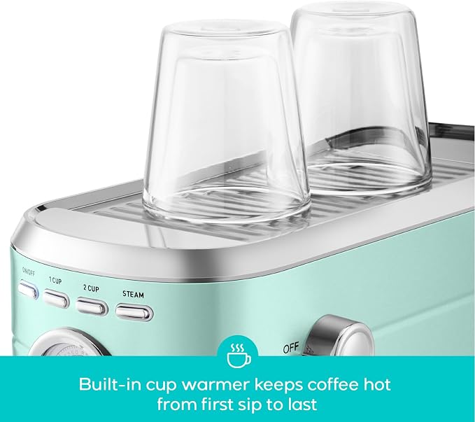 CASABREWS CM5418 Espresso Machine, Small Coffee Maker with Steam Wand | Stainless Steel, 20-Bar Pump, Built-in Pressure Gauge, Powerful Steam Wand for Cappuccino Latte for Home, 34oz Water Tank