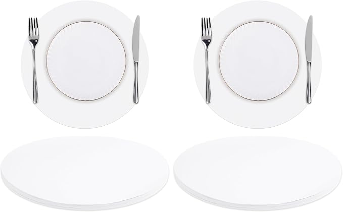 SHACOS 100 PCS Round Paper Placemats 13 inch Disposable Paper Place Mats for Dinner Wedding Birthday Party Festival Table Decoration Indoor Outdoor, White (Pack of 2)