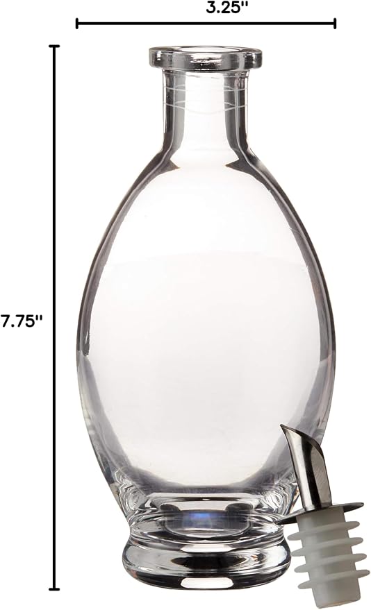 Fox Run Olive Oil and Vinegar Drizzler Bottle, Oval, Glass, 7.75" x 3.25"