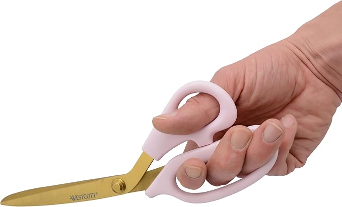 Westcott All-Purpose Kitchen Shears, Pink with Gold Blades - Durable Kitchen Shears with Precision-Ground Blades for Easy Cutting and Meal Prep - 9-Inch