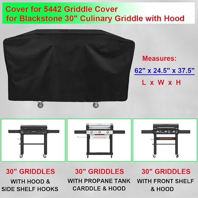 Griddle Cover for Blackstone 30" Culinary Griddle with Hood, 600D Heavy Duty Waterproof Flat Grill Cover for Blackstone 30 Griddle Cover