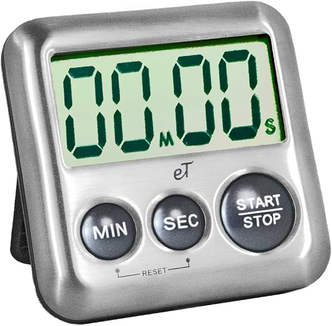 Elegant Digital Kitchen Timer Stainless Steel - Loud Alarm - Model Charcoal