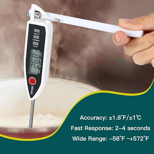 12 Set Digital Food Thermometer Long Probe Instant,Black,White,Red | Waterproof for Water, Liquid, Candle and Cooking Meat Thermometer Read for Kitchen BBQ Grill Candy