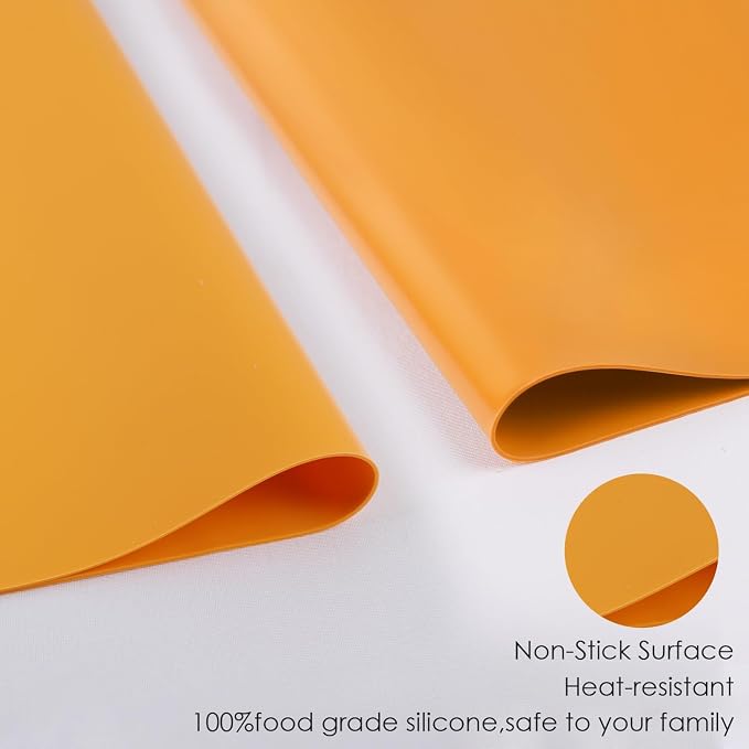 Extra Large Silicone Mats for Kitchen Counter, 27.6'' x 15.7'' Silicone Placemats for Kids, Nonstick Silicone Mat for Baking Crafts, Nonskid Heat Resistant Mat Orange Kids Placemats for Table,1Pcs