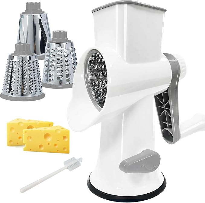 Cheese Grater with Handle,Multifunctional Rotary Cheese Grater | Kitchen Cheese Shredder Can Easily Chop Vegetables,Potatoes,Carrots,Etc.The Suction Cup is Stable and Easy to Clean