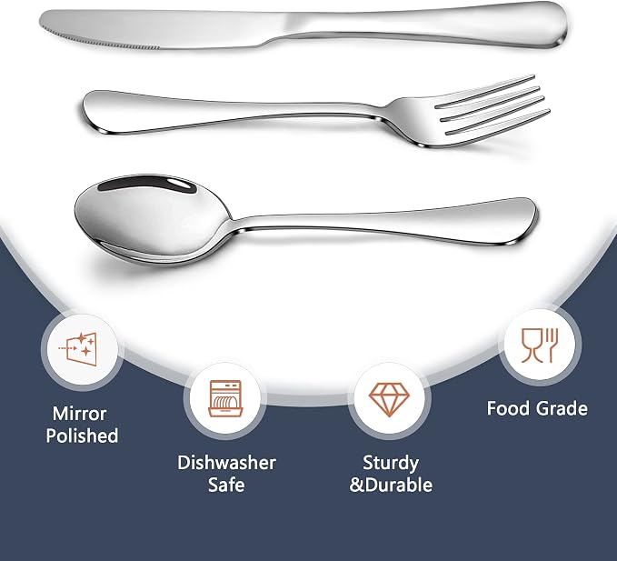 24-Piece Silverware Set, Flatware Set for 8, Food-Grade Stainless Steel Tableware Cutlery Set, Mirror Finished Utensil Sets for Home Restaurant