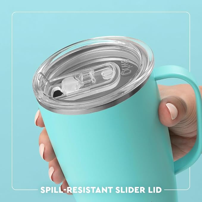 Swig Life 18oz Insulated Travel Mug with Handle & Lid, Teacher Life | Triple Insulated Stainless Steel - Handle & Lid Included - Keeps Coffee Hot or Cold - Cup Holder Friendly