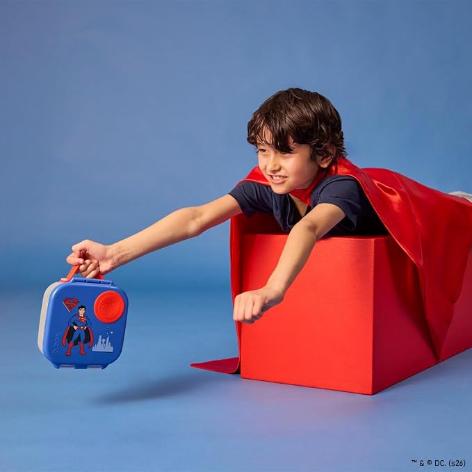 b.box Superman Mini Lunch Box Kids, Snack Containers for Kids, 4.25 Cup | Bento Box for Kids, Perfect 1st Lunch Box, Lunch Containers, Leak Proof, Dishwasher Safe, BPA Free, PFAS Free, Ages 3+