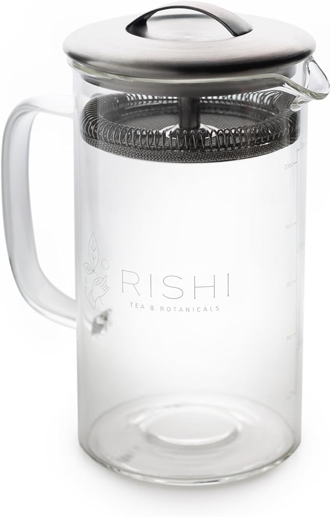 Rishi Tea Simple Brew Teapot for Loose Tea, Borosilicate Glass, 600ml | Borosilicate Glass Teapot, Built-In Strainer, Everyday Teaware, Easy to Clean, Sustainable, For Loose Leaf Tea