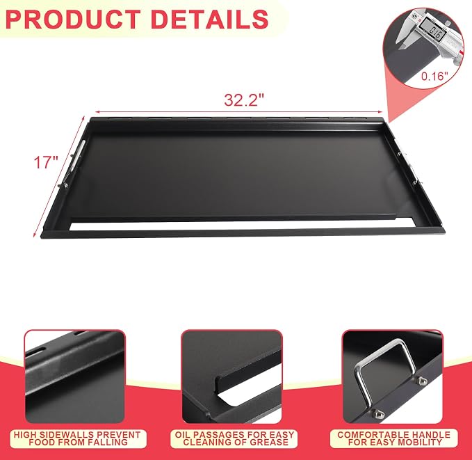 Full-Size Griddle Inserts for Nexgrill Home Depot 6 Burner Gas Grills | Flat Top Griddle Fits Nexgrill 720-0896B 720-0896 720-0896C 720-0896E 720-0896CP 730-0898A 730-0898, Carbon Steel Non-Stick