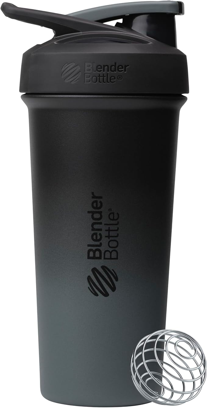 BlenderBottle Sport Sleek Stainless Steel Shaker Bottle 25 oz Black