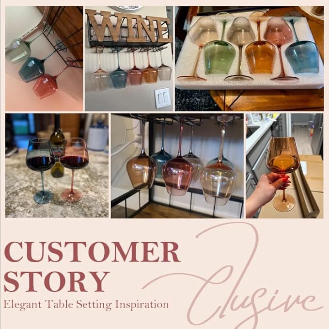 Colored Wine Glass Set of 6-18oz Lead-Free Crystal Burgundy Wine Glasses, Glassware for Parties& Special Occasions