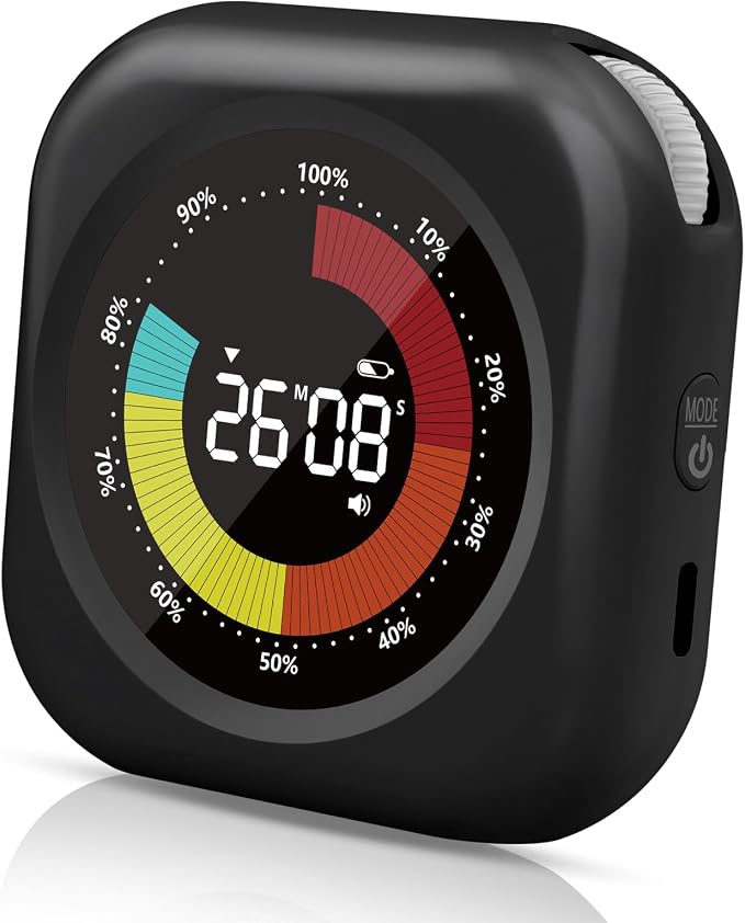 PERSUPER Visual Timer for Kids, Rechargeable 10-Hour Countdown/Up Timer | with 3 Volume Levels, 3 Brightness Display, and Magnetic, Homeschool Study Tool, Large Digital Timers for Classroom, Kitchen
