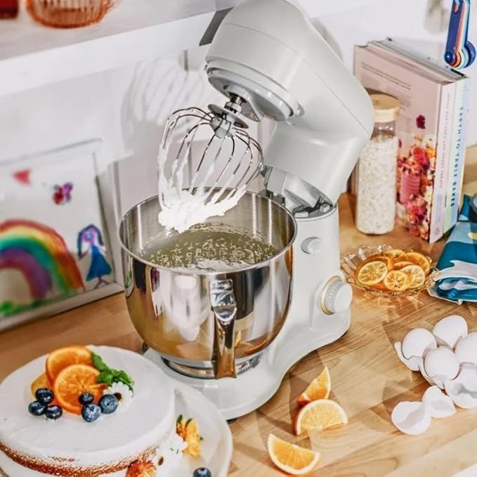 Wonderful Kitchen Stand Mixer 5.3 Qt Bowl, 12 Speeds Tilt-Head, Dough Hook Flat Beater Whisk for Baking Tasks Metal Build for Baking (White Icing)