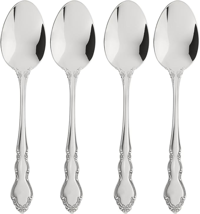 Oneida Dover Teaspoons Silverware Set for 4, Flatware | mirror finish, dishwasher safe | cutlery set for kitchen and dining, utensil set, kitchen gifts for women, heavy duty