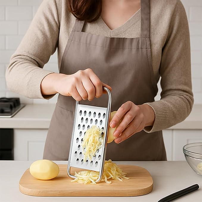 2PCS Flat Handheld Graters, Fine & Coarse, for Cheese, Potato, Vegetable | Stainless Steel
