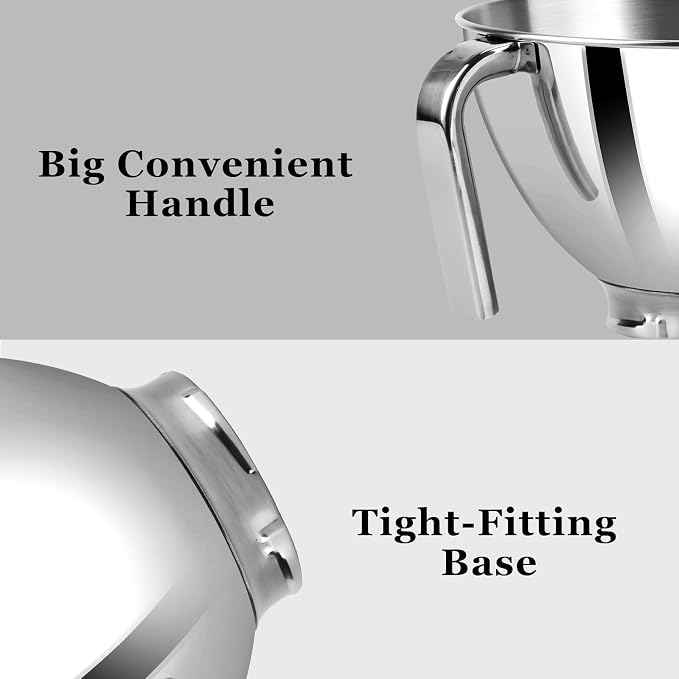 3 Quart Stainless Bowl for Kitchen Aid Mixing,Stainless Steel Bowl Compatible with Kitchenaid Mixer 4.5/5QT,Not compatible with KitchenAid Artisan Mini 3.5QT
